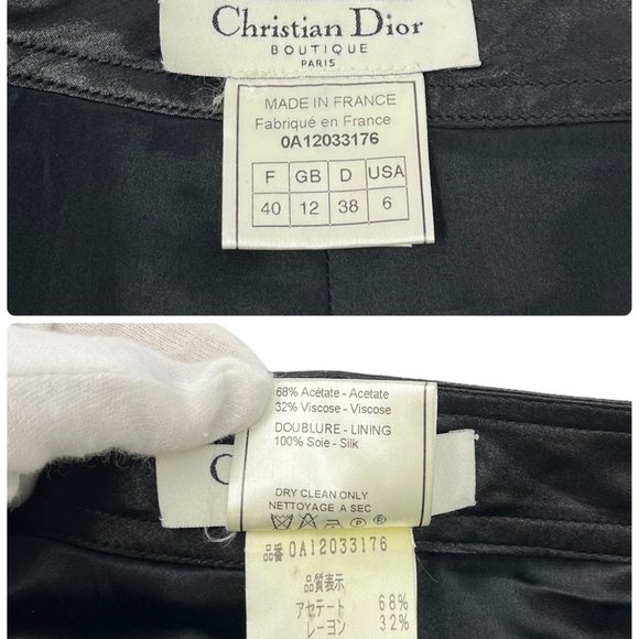 Christian Dior Vintage D Buckle Satin Skirt #40 Zip Black Gold [103155] - Picture 5 of 10